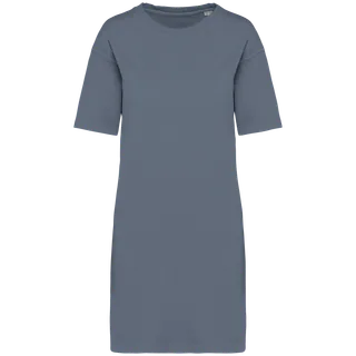 Native Spirit Ecologische verwassen T-shirtjurk in Washed Mineral Grey, voorkant