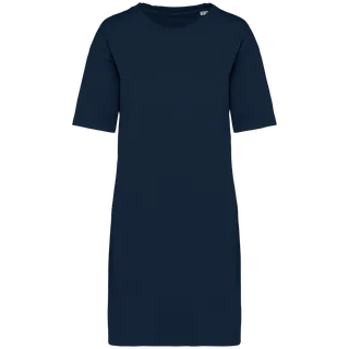 Native Spirit Ecologische verwassen T-shirtjurk in Washed Navy Blue, voorkant