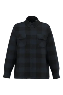 Native Spirit Duurzaam gewatteerd geruit overhemdjack voor heren in Navy Blue / Black Checked, voorkant