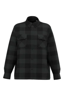 Native Spirit Duurzaam gewatteerd geruit overhemdjack voor heren in Iron Grey / Black Checked, voorkant