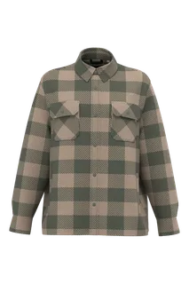 Native Spirit Duurzaam gewatteerd geruit overhemdjack voor heren in Wet Sand / Organic Khaki Checked, voorkant