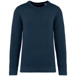 Native Spirit Eco-friendly unisex French Terry crew neck sweatshirt in Washed Navy Blue, voorkant