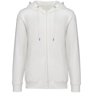 Native Spirit Ecologische uniseks sweater met rits en capuchon French Terry in Washed Ivory, voorkant