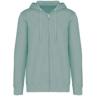 Native Spirit Ecologische uniseks sweater met rits en capuchon French Terry in Washed Jade Green, voorkant