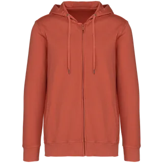 Native Spirit Ecologische uniseks sweater met rits en capuchon French Terry in Washed Pomelo, voorkant