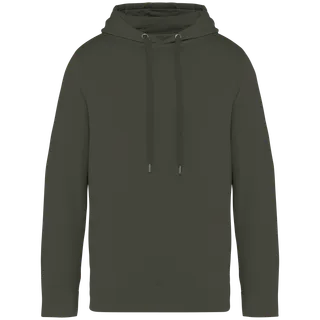 Native Spirit Ecologische uniseks sweater met capuchon French Terry in Washed Organic Khaki, voorkant