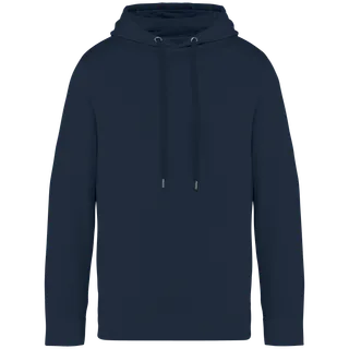 Native Spirit Ecologische uniseks sweater met capuchon French Terry in Washed Navy Blue, voorkant