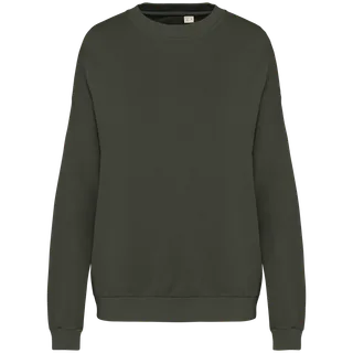 Native Spirit Ecologische oversized uniseks sweater French Terry in Washed Organic Khaki, voorkant