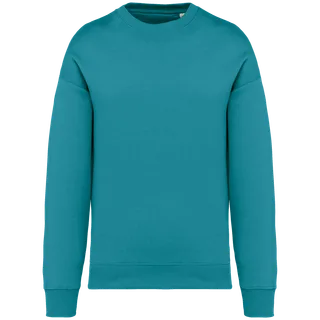 Native Spirit Ecologische oversized uniseks sweater met ronde hals in Adriatic Blue, voorkant