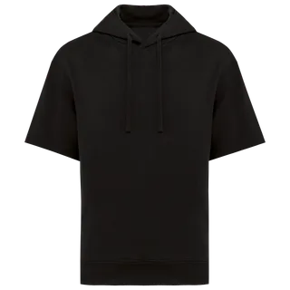 Native Spirit Ecologische uniseks sweater met capuchon en korte verlaagde schouders French Terry in Black, voorkant