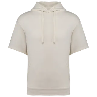 Native Spirit Ecologische uniseks sweater met capuchon en korte verlaagde schouders French Terry in Ivory, voorkant