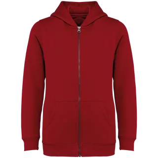 Native Spirit Ecologisch kindersweatvest met capuchon in Hibiscus Red, voorkant