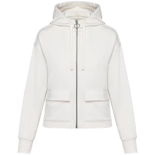 Native Spirit Ecologische sweatvest met capuchon French Terry in Ivory, voorkant