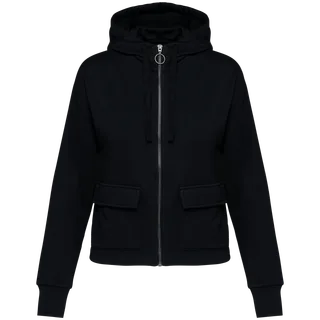 Native Spirit Ecologische sweatvest met capuchon French Terry in Black, voorkant