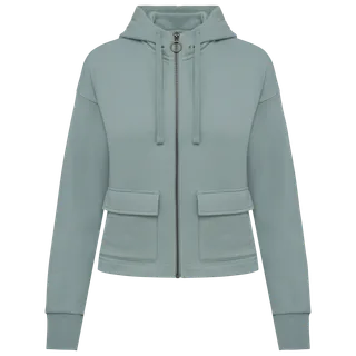 Native Spirit Ecologische sweatvest met capuchon French Terry in Jade Green, voorkant