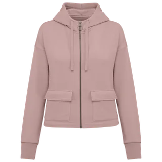 Native Spirit Ecologische sweatvest met capuchon French Terry in Petal Rose, voorkant