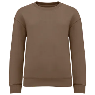Native Spirit Ecologische cropped kindersweater met ronde hals in Driftwood, voorkant