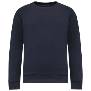 Native Spirit Ecologische cropped kindersweater met ronde hals in Navy Blue, voorkant