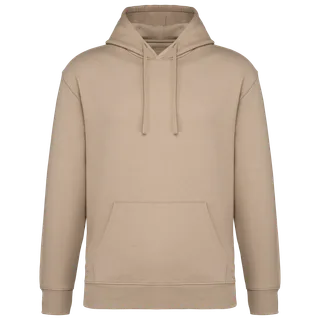 Native Spirit Eco-friendly unisex brushed fleece dropped shoulders hooded sweatshirt in Wet Sand, voorkant