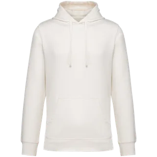 Native Spirit Eco-friendly unisex brushed fleece dropped shoulders hooded sweatshirt in Ivory, voorkant