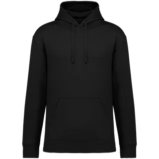 Native Spirit Eco-friendly unisex brushed fleece dropped shoulders hooded sweatshirt in Black, voorkant