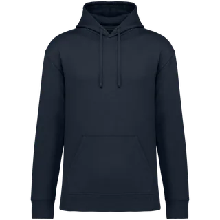 Native Spirit Eco-friendly unisex brushed fleece dropped shoulders hooded sweatshirt in Navy Blue, voorkant
