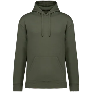 Native Spirit Eco-friendly unisex brushed fleece dropped shoulders hooded sweatshirt in Organic Khaki, voorkant