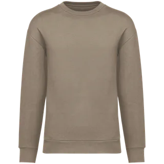 Native Spirit Ecologische uniseks sweater met ronde hals en verlaagde schouders in geborsteld fleece in Wet Sand, voorkant