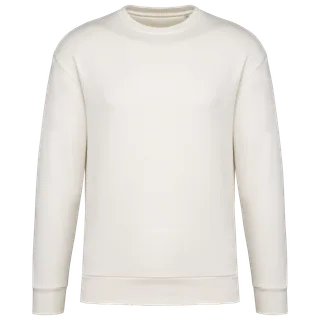 Native Spirit Ecologische uniseks sweater met ronde hals en verlaagde schouders in geborsteld fleece in Ivory, voorkant