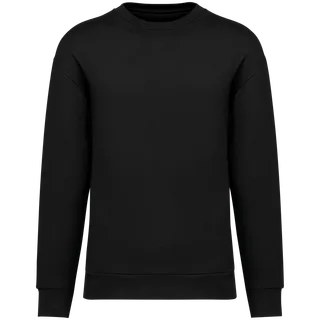Native Spirit Ecologische uniseks sweater met ronde hals en verlaagde schouders in geborsteld fleece in Black, voorkant