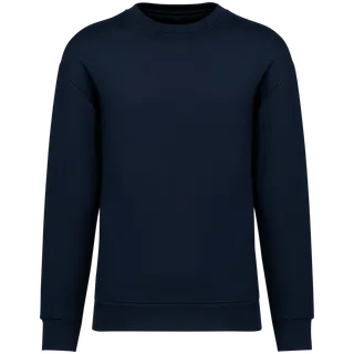 Native Spirit Ecologische uniseks sweater met ronde hals en verlaagde schouders in geborsteld fleece in Navy Blue, voorkant