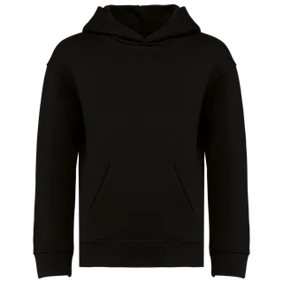 Native Spirit Eco-friendly kids' oversize hooded sweatshirt in Black, voorkant