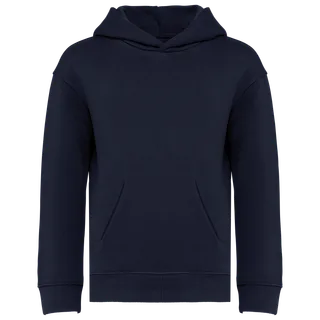 Native Spirit Eco-friendly kids' oversize hooded sweatshirt in Navy Blue, voorkant