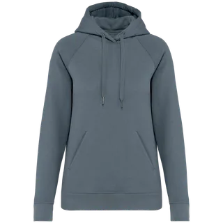 Native Spirit Eco-friendly ladies' raglan hooded sweatshirt in Mineral Grey, voorkant