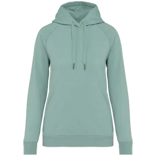 Native Spirit Eco-friendly ladies' raglan hooded sweatshirt in Jade Green, voorkant