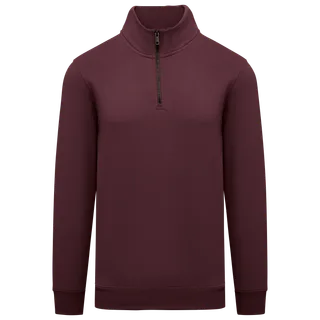Native Spirit Ecologische herensweater met opstaande ritskraag in Dark Cherry, voorkant