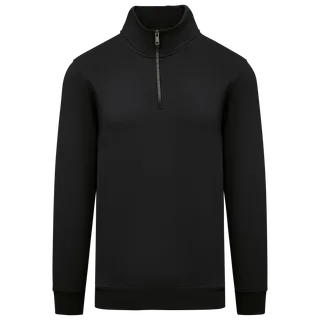 Native Spirit Ecologische herensweater met opstaande ritskraag in Black, voorkant
