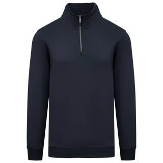 Native Spirit Ecologische herensweater met opstaande ritskraag in Navy Blue, voorkant