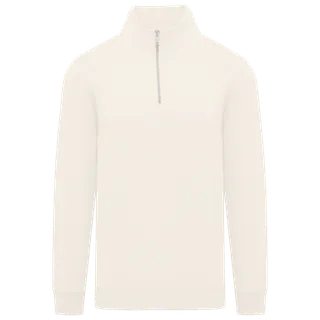 Native Spirit Ecologische herensweater met opstaande ritskraag in Ivory, voorkant