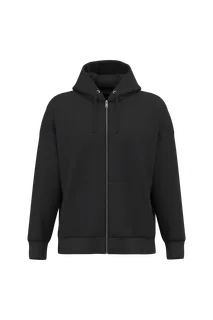 Native Spirit Eco-friendly unisex oversized full-zip hooded sweatshirt in Black, voorkant