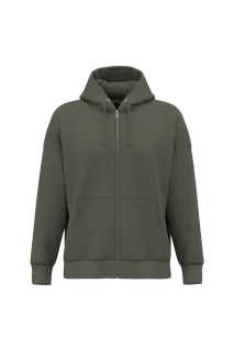 Native Spirit Eco-friendly unisex oversized full-zip hooded sweatshirt in Organic Khaki, voorkant