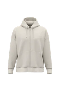 Native Spirit Eco-friendly unisex oversized full-zip hooded sweatshirt in Ivory, voorkant