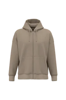 Native Spirit Eco-friendly unisex oversized full-zip hooded sweatshirt in Wet Sand, voorkant