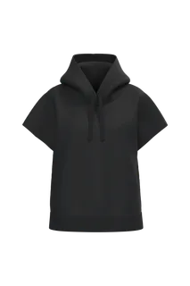 Native Spirit Ecologische ruime, mouwloze damessweater met capuchon in French Terry in Black, voorkant