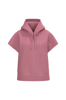 Native Spirit Ecologische ruime, mouwloze damessweater met capuchon in French Terry in Antique Rose, voorkant