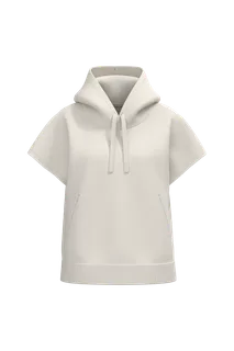 Native Spirit Ecologische ruime, mouwloze damessweater met capuchon in French Terry in Ivory, voorkant