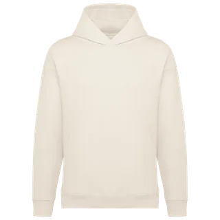 Native Spirit Ecologische uniseks oversized sweater met capuchon in Ivory, voorkant