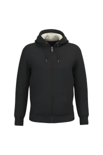 Native Spirit Ecologische uniseks sweater met rits en sherpavoering in Black, voorkant