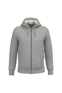 Native Spirit Ecologische uniseks sweater met rits en sherpavoering in Moon Grey Heather, voorkant