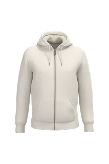 Native Spirit Ecologische uniseks sweater met rits en sherpavoering in Ivory, voorkant